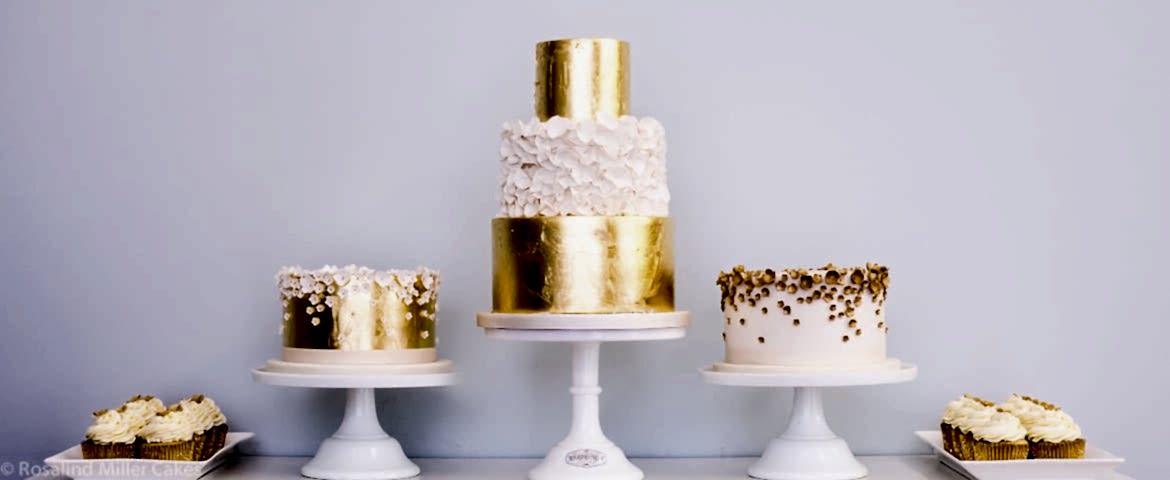 Gold Leaf, Sugar Ruffles and Blossoms Dessert Table