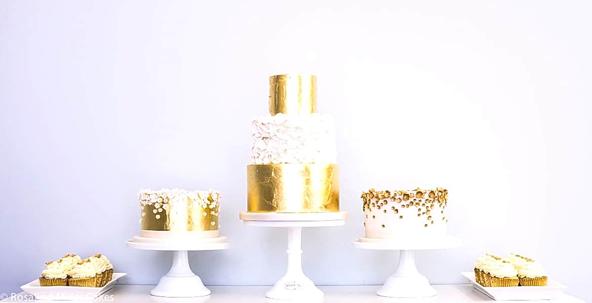 Gold Leaf, Sugar Ruffles and Blossoms Dessert Table