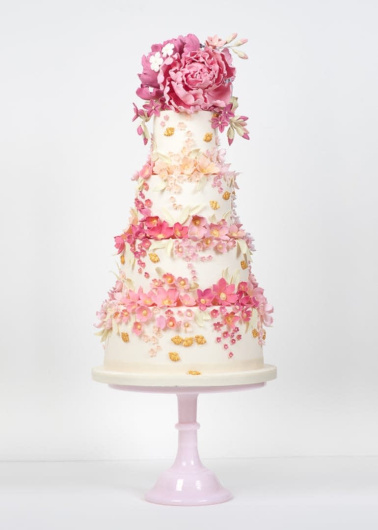 Bees and Blossoms Wedding Cake