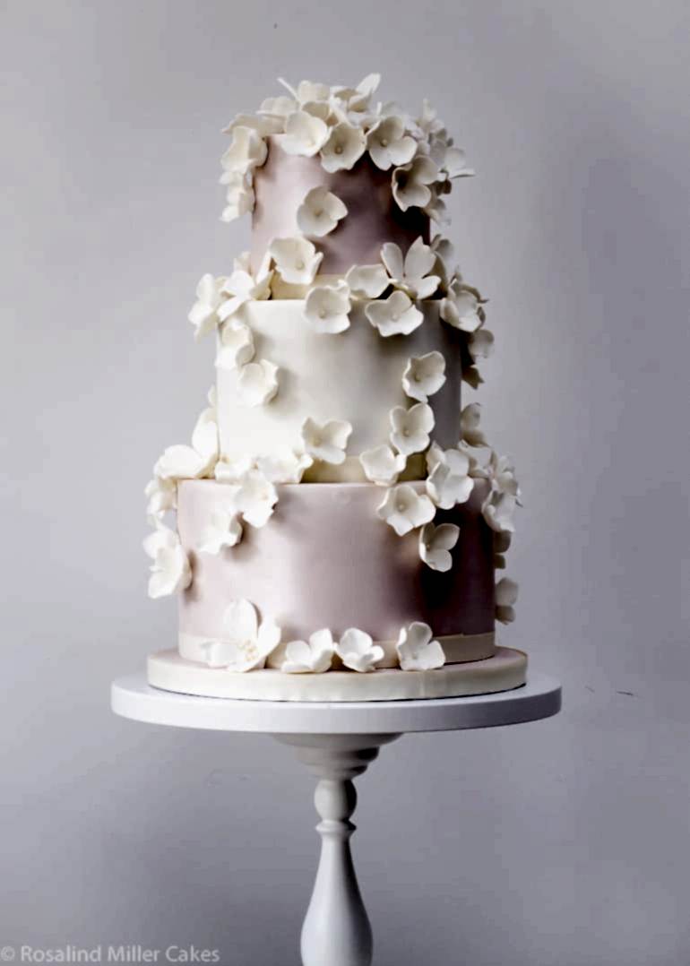 Falling Blossoms Wedding Cake