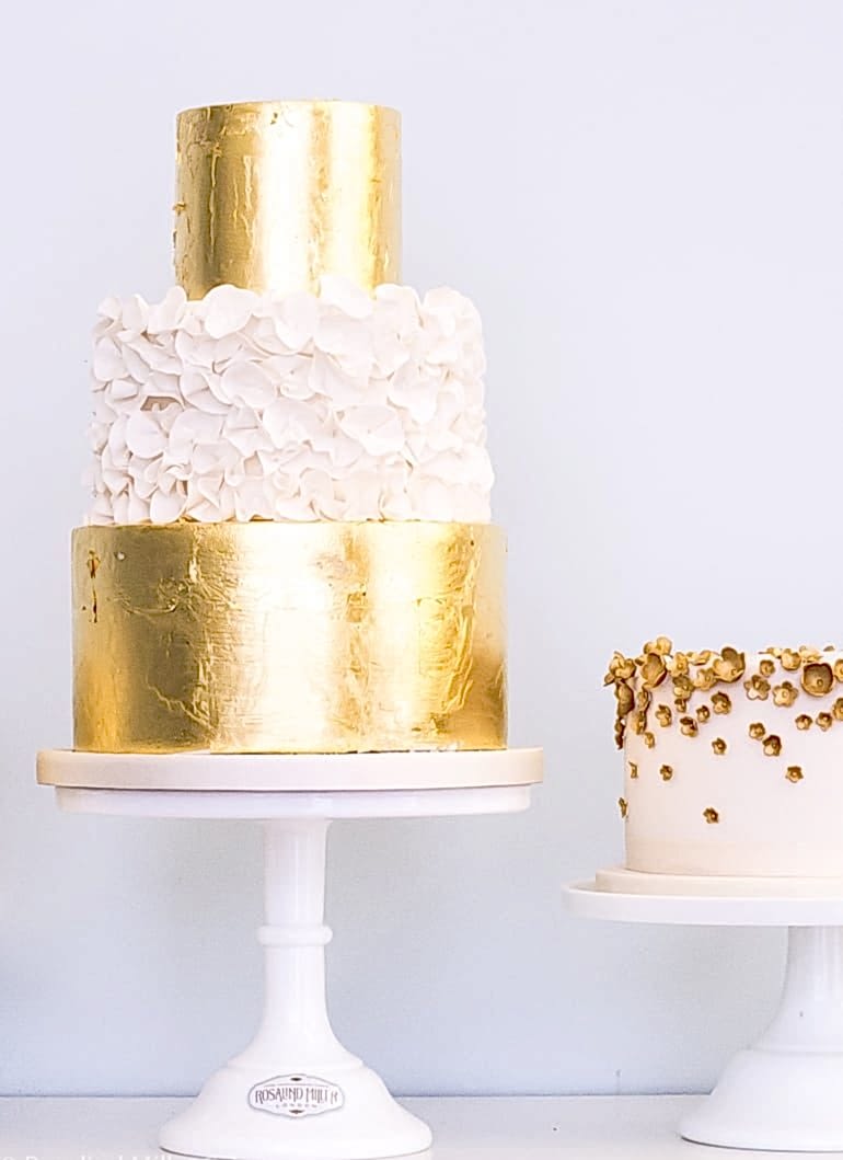 Gold Leaf and Sugar Ruffles Wedding Cake