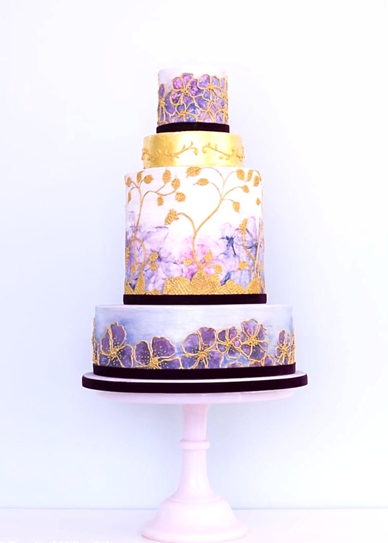 Watercolour Wedding Cake