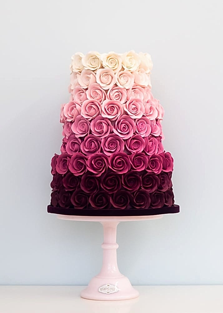 Ombre Rose Wedding Cake