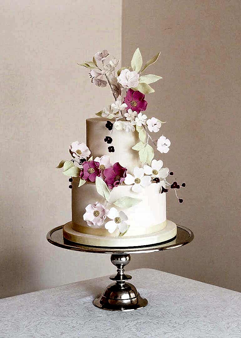 Climbing Wildflowers Pinks Wedding Cake by Rosalind Miller Cakes