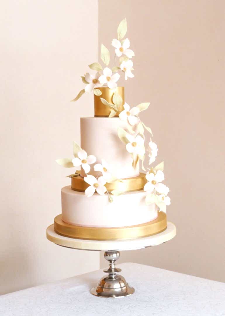 Ivory Dogwood Wedding Cake by Rosalind Miller Cakes