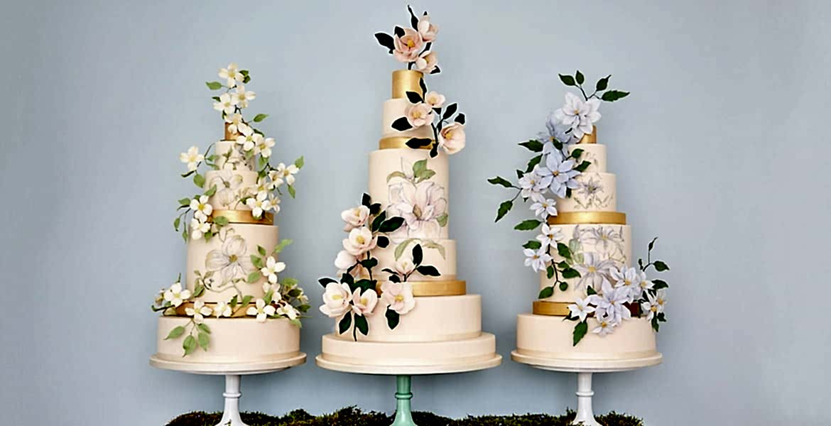 Dogwood, Magnolia, and Clematis Wedding Cakes from the Botanical Collection by Rosalind Miller Cakes