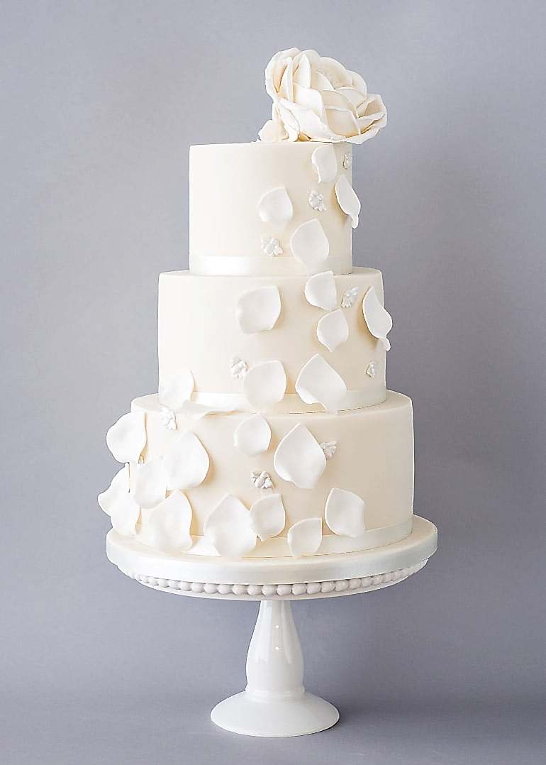 Falling Rose Petals Wedding Cake