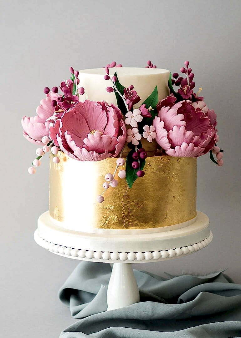 Pink and Gold Peonies